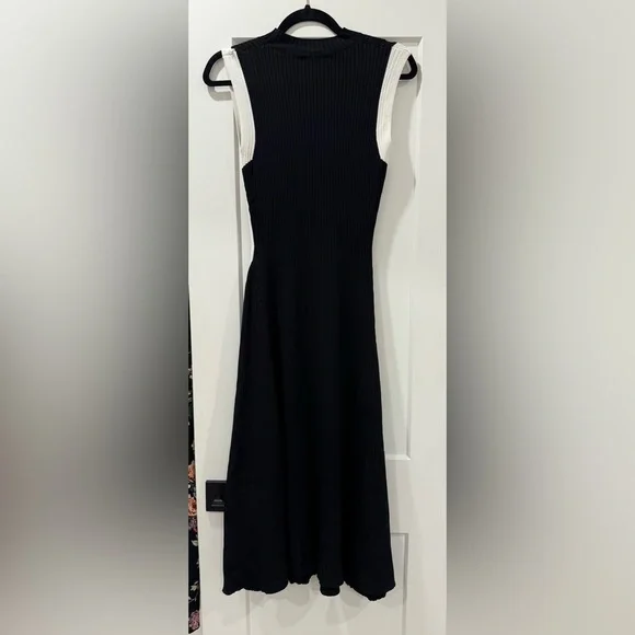 🆕 Maje Split & Contrasting Midi Ribbed Dress - Picture 9 of 11